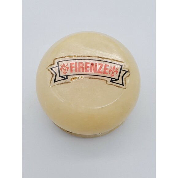 Vintage Firenze Alabaster Round Hinged Trinket Dish Floral Made in ITALY - Picture 4 of 12